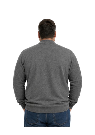 Battalmoda Erkek Büyük Beden Füme Yarım Balıkçı Triko Kazak 3xl-4xl-5xl-6xl