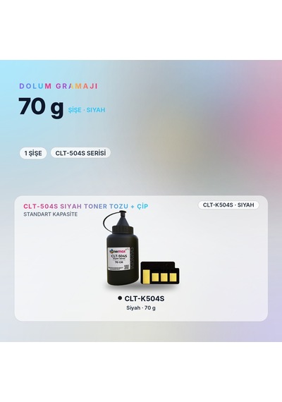 Samsung Uyumlu Clt-k504s Toner Tozu + Çip Siyah 70gr / Clp-415 / Clx-4195 / Xpress C1810 / C1860