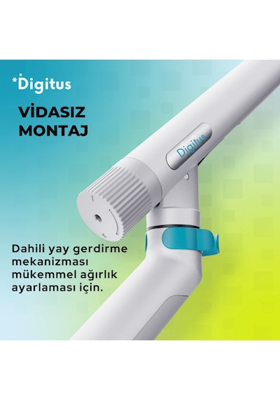 Özel Tasarım Çiftli Monitör Kolu Max 35" 10kg Taşıma Kapasiteli Mekanik Yaylı Hızlı Vidasız Montaj