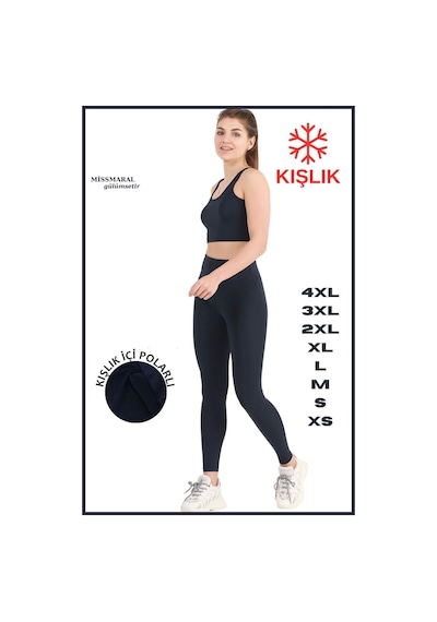 Missmaral Kadın Kışlık Içi Polarlı Yüksek Bel Toparlayıcı Tayt Lacivert Curve High Waist Fleece Winter 1028 Lacivert