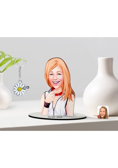 Kişiye Özel Kadın Karikatürlü 3D Ahşap Biblo Ve Isimli Silver Pap (473567249)