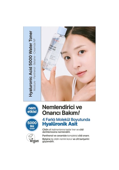 Yeppda Nemlendirici Hyalüronik Asit İçeren Vegan Tonik Yeppda Hyaluronic Acid 5000 Water Toner 200ml