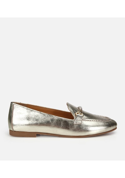 Hotiç Kadın Deri Gold Metalik Klasik Loafer -