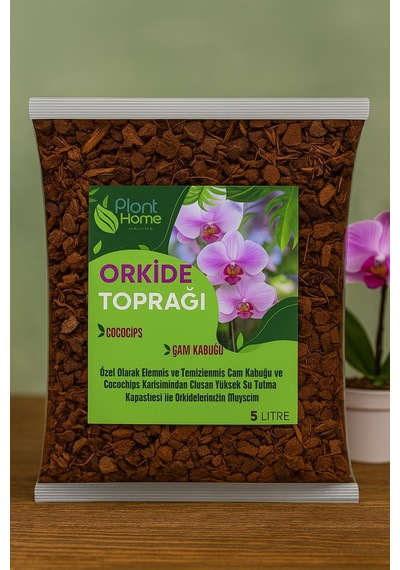 5 Litre Orkide Toprağı - Çam Kabuğu Ve Cococips Karışımlı - Elenmiş Temizlenmiş Iri Parçalı 5 Lt
