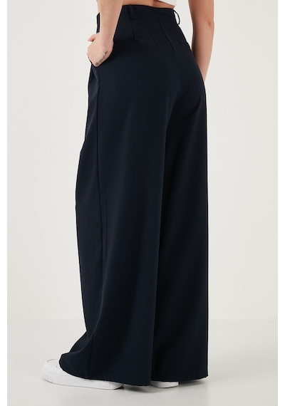 Lela Wide Leg Yüksek Bel Geniş Paça Palazzo Bayan Pantolon 5866290 Lacivert