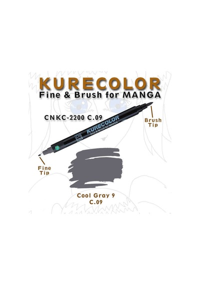 Zig Kurecolor Brush For Manga Çizim Kalemi C.09 Cool Gray 9