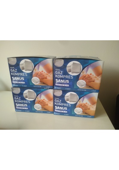 Sanus Steril Gaz Kompres 7.5 x 7.5 CM 4 Kutu (400 Adet)