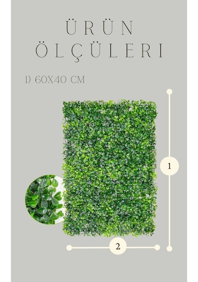 Cihan Çiçekçilik Yapay Çiçek Duvar Kaplama Panel Şimşir Tabaka 40x60 Cm Yeşil Dikey Bahçe Kontef Beyaz- Yeşil