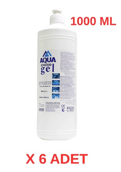 Aquamed 6 Adet Aqua Ultrason Ekg Ve Epilasyon Jeli 1000 Ml Cilt Dostu, Kokusuz, Hipoalerjenik