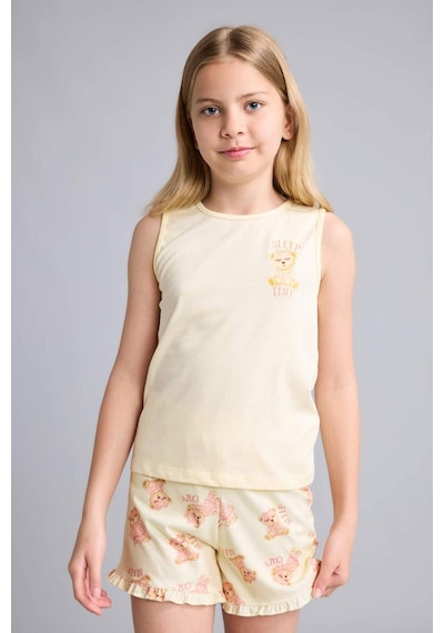 Defacto Regular Fıt Ayıcıklı 2li Açık Sarı Pijama Takımı Kız Çocuk H8113a826smyl498 Sarı-yl498