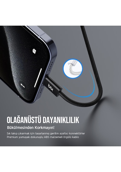 Bix BX04CC Type-c To Type-c 60w Şarj Data Kablosu 1 M Siyah