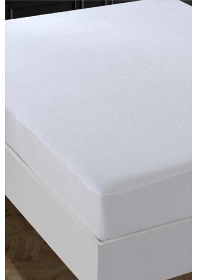 Mycey Çift Kişilik 220x200+30 Cm Pamuklu Fitted Sıvı Geçirmez Alez Beyaz