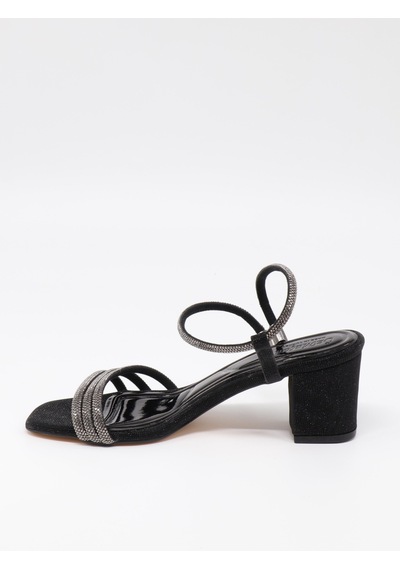Nesil Shoes Özma 6474 Siyah Simli Kadın Sandalet