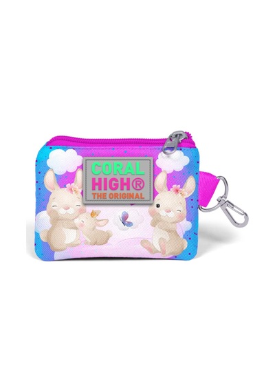 Coral High Pembe Mavi Tavşan Bozuk Para Çantası - Kız Çocuk