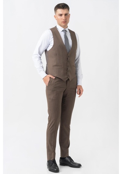 White Stone Grandson Ty2424 Yelekli Likralı Slim Fit Takım Elbise Desenli-desenli Kahverengi White Stone Grandson Ty2424 Yelekli Likralı Slim Fit Takım Elbise Desenli-desenli Kahverengi