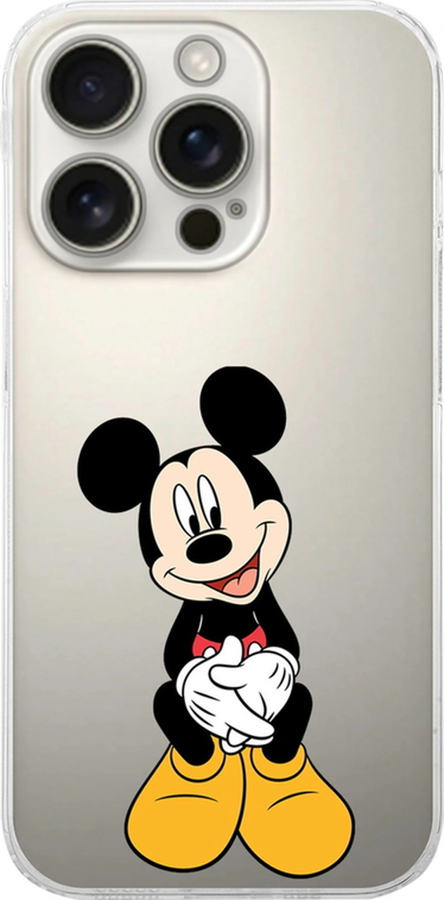 Apple Uyumlu iPhone 16 Pro İle Mickey Mouse 1 Baskılı Kamera Korumalı Şeffaf Kılıf