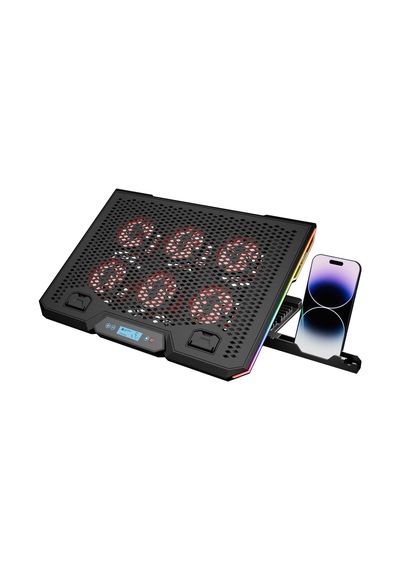 Blizzard R7 Rgb Işıklı 6 Fanlı Lcd Ekranlı 2 Usb Soketli 13''-15.6'' Notebook Soğutucu Stand