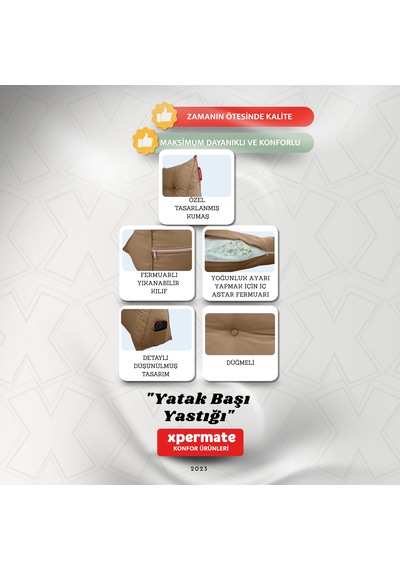Yatak Başı Yastığı Sırt Ve Bel Destek Yastığı 120 Cm Kahverengi