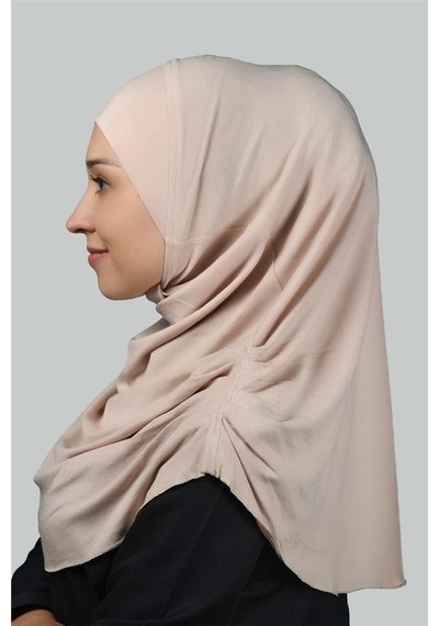 Altobeh Hazır Türban Büzgülü Pileli Pratik Eşarp Tesettür Hijab - Namaz Örtüsü - Bej
