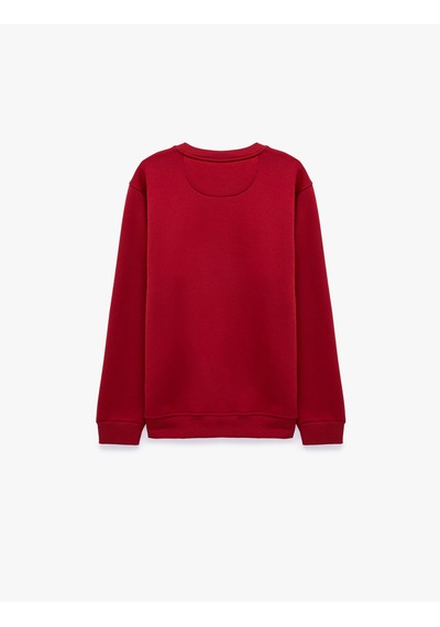 Koton Pamuklu Uzun Kollu Şardonlu Bisiklet Yaka Erkek Basic Sweatshirt Kırmızı 7wam70002mk