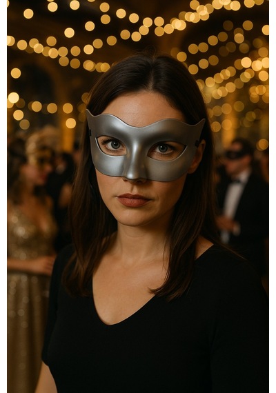Gri Metalik Parti Maskesi Yetişkin Kadın İçin Şık Kostüm Aksesuarı Maske Balosu Model