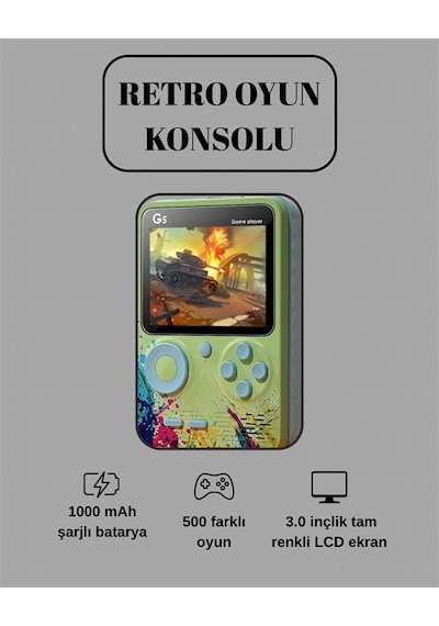 G5 Game Box Retro Mini Oyun Konsolu 500 Dahili Oyun
