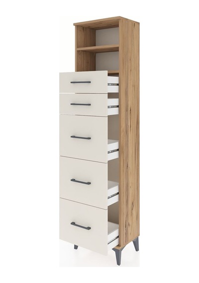 Arges Dolap 2 Raflı 5 Çekmeceli 44x30x182 Çam-aytaşı Çam