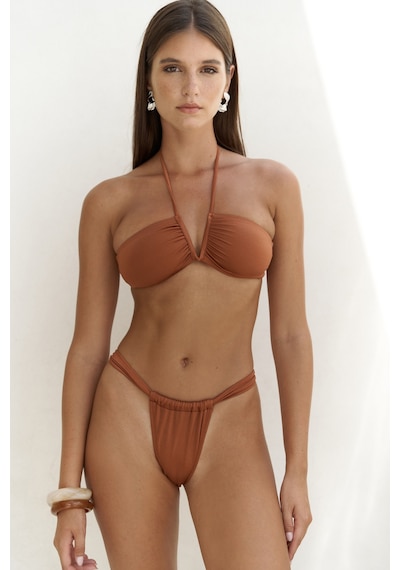 Mai Collection Mai Studios Co. Bunga Bağlamalı Büzgü Detay Kiremit Bikini Üstü Kiremit