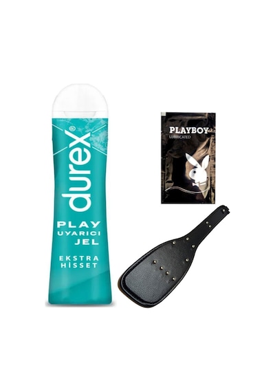 Durex Play Ekstra Hisset Bay Bayan Uyarıcılı Jel 50 Ml + Siyah Deri Şaplak + Hediye