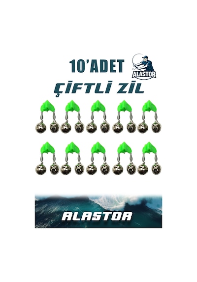 10'lu Set Çiftli Plastik Zil Olta Zili Olta Kamışı İçin Zil Fosfor Takılabilir Zil