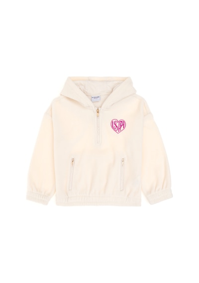 U.S. Polo Assn. Kız Çocuk Krem Yarım Fermuarlı Polar Sweatshirt 50296287-VR071