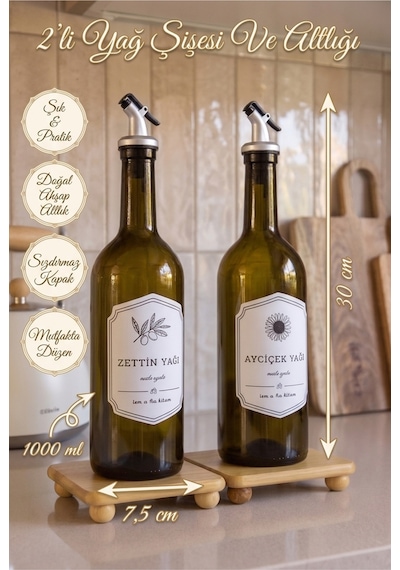 2'li 1000 Ml Cam Yağlık Sirkelik Seti Kalın Cam Zeytinyağı & Ayçiçek Yağı Şişesi Sızdırmaz Kapaklı 2 Adet Top Ayaklı Bambu Altlıklı Dekoratif Mutfak Yağdanlığı Yeşil Yeşil 2'li 1000 Ml Cam Yağlık Sirkelik Seti Kalın Cam Zeytinyağı & Ayçiçek Yağı Şişesi Sızdırmaz Kapaklı 2 Adet Top Ayaklı Bambu Altlıklı Dekoratif Mutfak Yağdanlığı Yeşil Yeşil