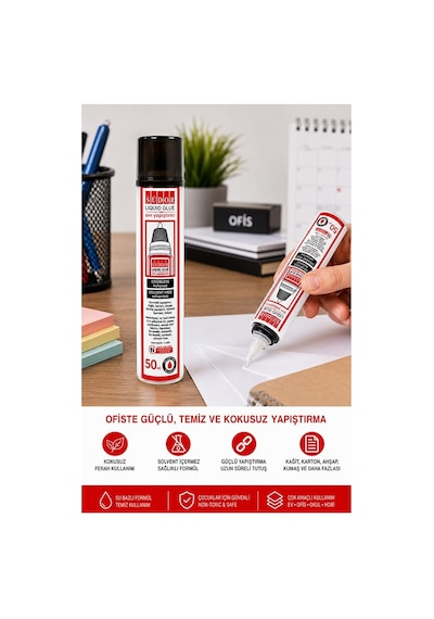 Sıvı Yapıştırıcı Şeffaf 50ml 2 Adet Südor Plastik Tüpte Sıvı Uhu Kağıt Karton Yapıştırıcısı Zararsız Okul Büro Ofis