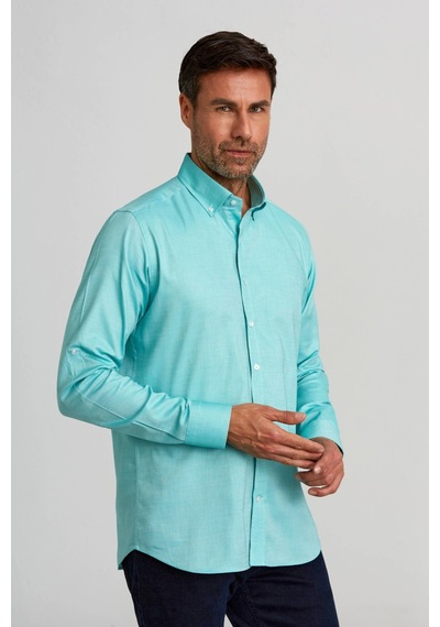 Bisse Paşa Yaka Düğmeli Regular Fit Uk Gömlek Haki Gmok3ps22400001 D49 Haki