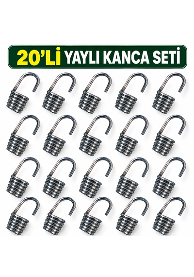 Bagaj Lastiği Yaylı Kanca Spiral Galvaniz Lastik Ucu Kancası 20'li Paket 20 Adet