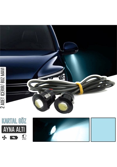 Kartal Göz Led Ayna Altı Led Eagle Eye Civatalı Buz Mavi Renk 18mm Sts Oto Aksesuar