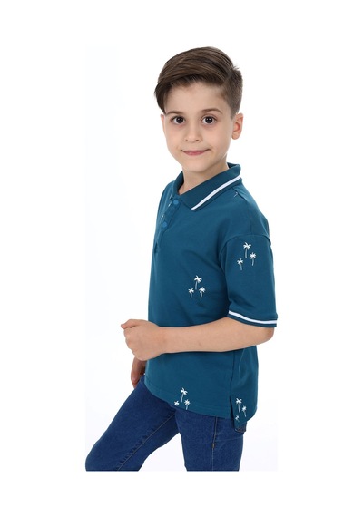 Toontoy Kids Toontoy Erkek Çocuk Baskılı Polo Yaka Düğmeli Kısa Kollu Tişört Petrol Mavi Toontoy Kids Toontoy Erkek Çocuk Baskılı Polo Yaka Düğmeli Kısa Kollu Tişört Petrol Mavi