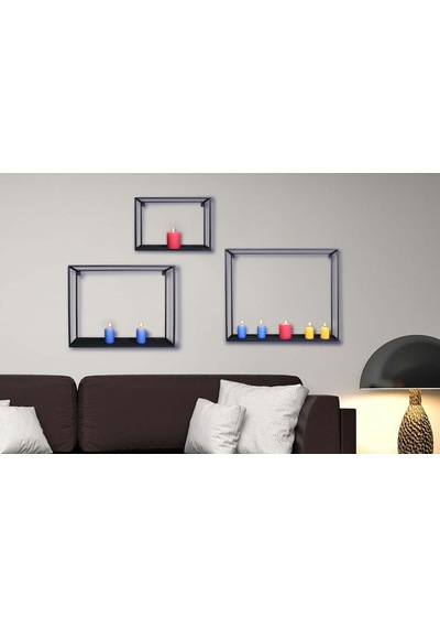 Wessdizayn Metal Duvar Rafı Dekoratif 3 ‘Lü Set Wd-11