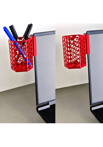 3d Baskı Monitor Kalemlik - Petek Desenli Laptop Kenar Altıgen Kalemlik-kırmızı Diğer
