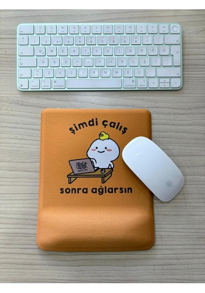 Şimdi Çalık Sonra Ağlarsın Baskılı Bilek Destekli Kare Mouse Pad Mavi