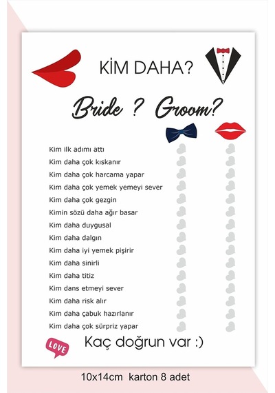 Gelin Mi Damat Mı Soru Kartı Düğün Nişan Bekarlığa Veda Kartlar