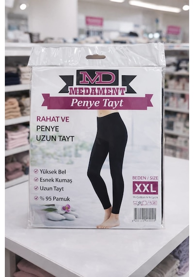 Rahat Kalıp Ağlı Penye Tayt Siyah