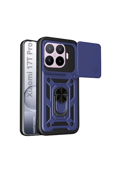 Xiaomi 17t Pro Uyumlu Tank Kılıf - Yüzüklü Extra Darbe Koruma Zırhlı Outdoor Kapak - Lacivert
