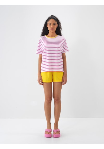 Xint Sarı %100 Keten Regular Fit Şort 275427