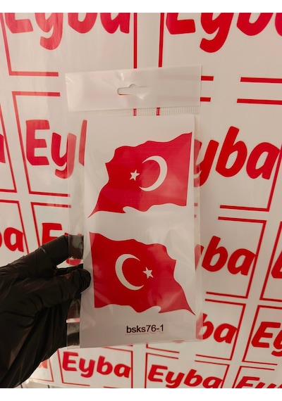 Dalgalı 2 Li Bayrak 10x8 Cm Baskes 1 Adet Renkli Baskı Sticker,bisiklet, Karavan,otomobil,motosiklet