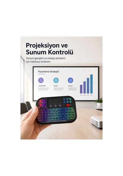 Rgb Işıklı Mini Kablosuz Klavye Touchpad Combo, Bluetooth Ve 2.4g Smart Tv Kumandası Aklby-bsva58