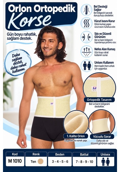 Orlon Ortopedik Korse Unisex Bel Ve Karın Destek Korsesi M 1010 - Rylks Standart