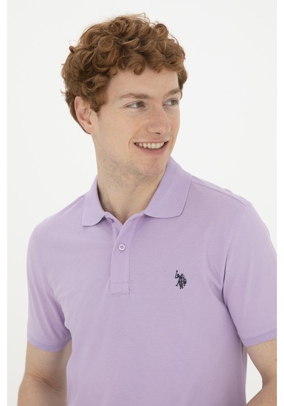 U.S. Polo Assn. Erkek Slim Fit Polo Yaka Lila Basic Tişört 50279573-VR034