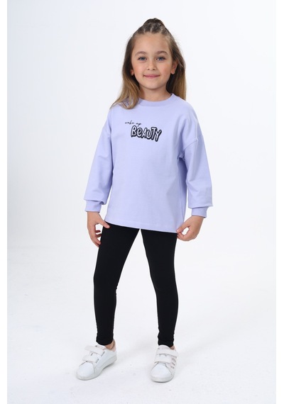 Toontoy Kids Toontoy Kız Çocuk Beauty Baskılı Taytlı Takım Koyu Mavi