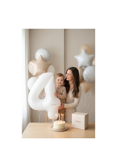 Beyaz 32 İnç Rakam 4 Folyo Balon 4 Yaş Doğum Günü Konsepti Sayı Balonu Helyum Uyumlu Parti Dekorasyon Süsleme Çok Renkli